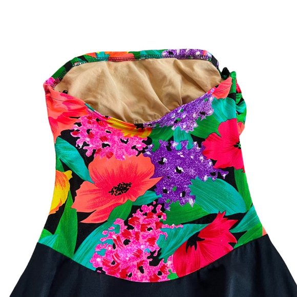 Vintage Catilina Floral Strapless One Piece Swimsuit USA - Picture 6 of 10